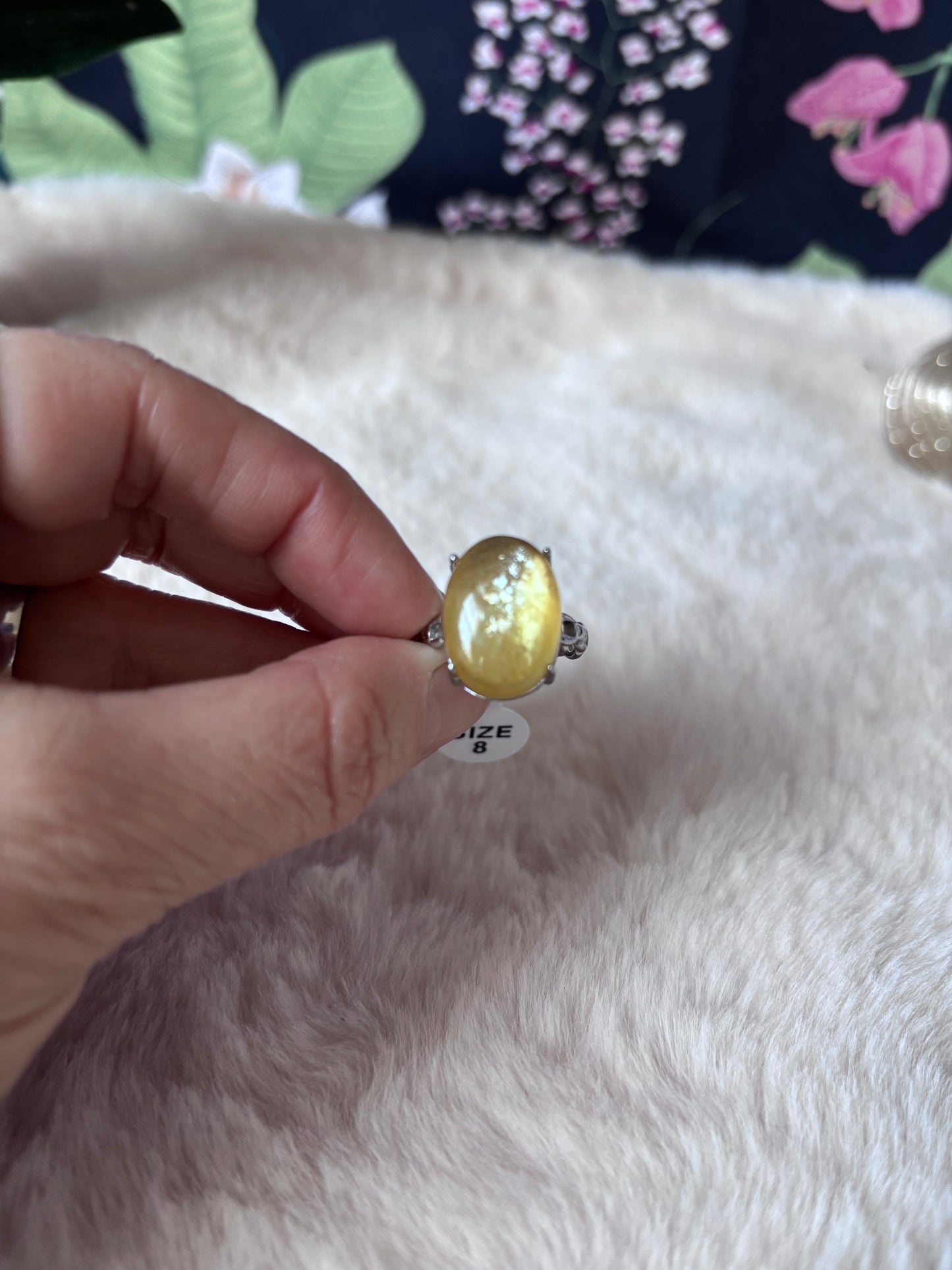 Golden Lepidolite Ring
