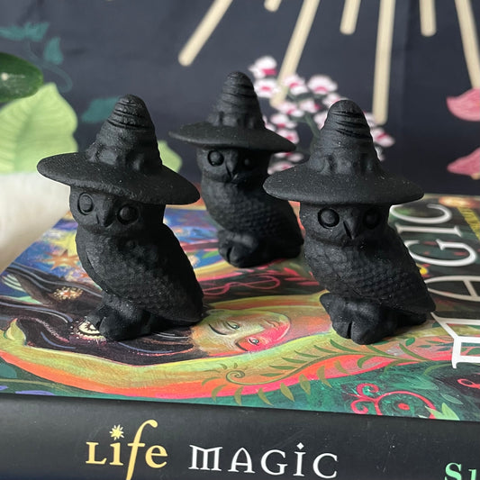 Obsidian Owl in Witch Hat
