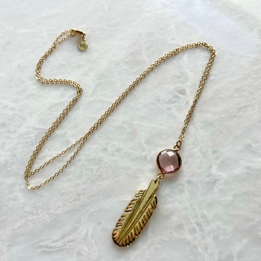 Morganite Feather Necklace - Executive Gypsy
