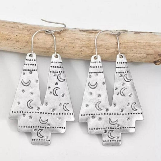 Hammered Aztec Moon Earrings - Executive Gypsy