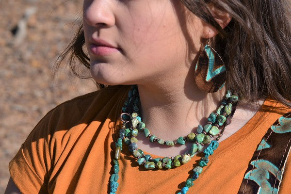 Small Triple Strand Turquoise & Copper Collar Necklace