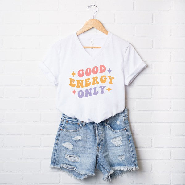 Good Energy Only Stars Graphic V-Neck Tee