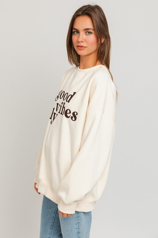 Good Vibes Only Embroidery Sweatshirt