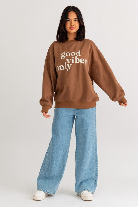 Good Vibes Only Embroidery Sweatshirt