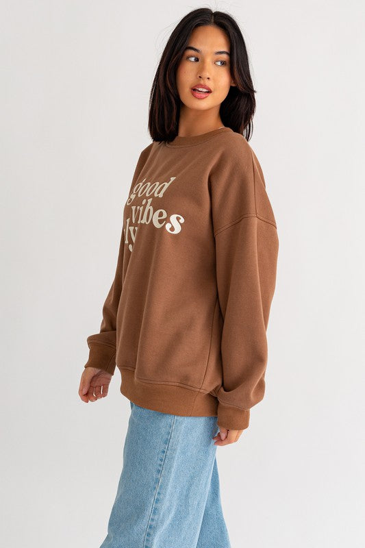 Good Vibes Only Embroidery Sweatshirt