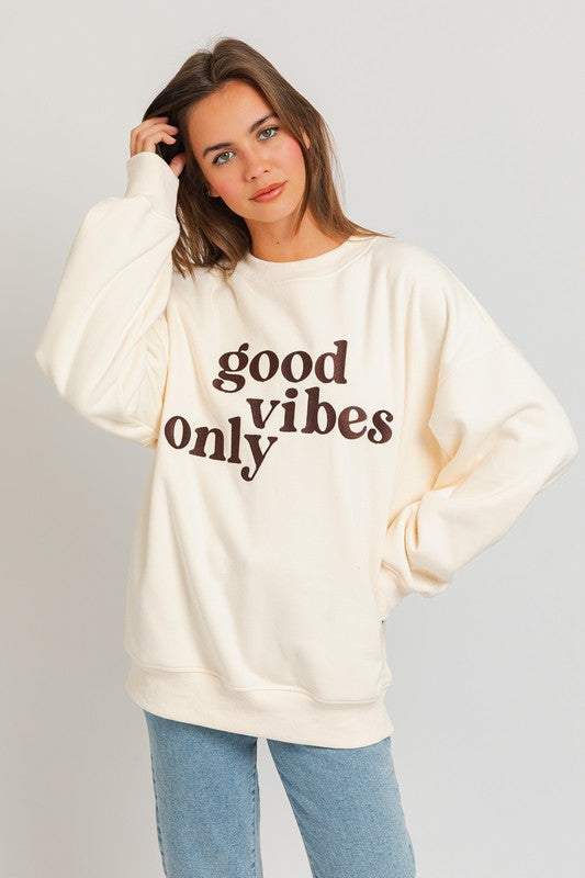 Good Vibes Only Embroidery Sweatshirt