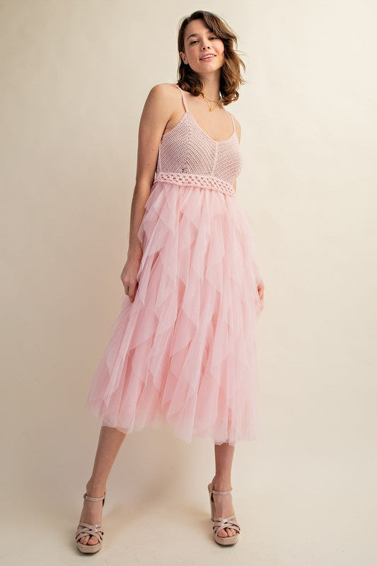 Tulle Midi Crochet Dress