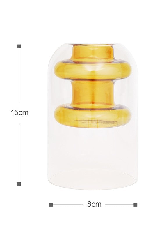 Double Layer Transparent Glass Vase 3 pcs/set