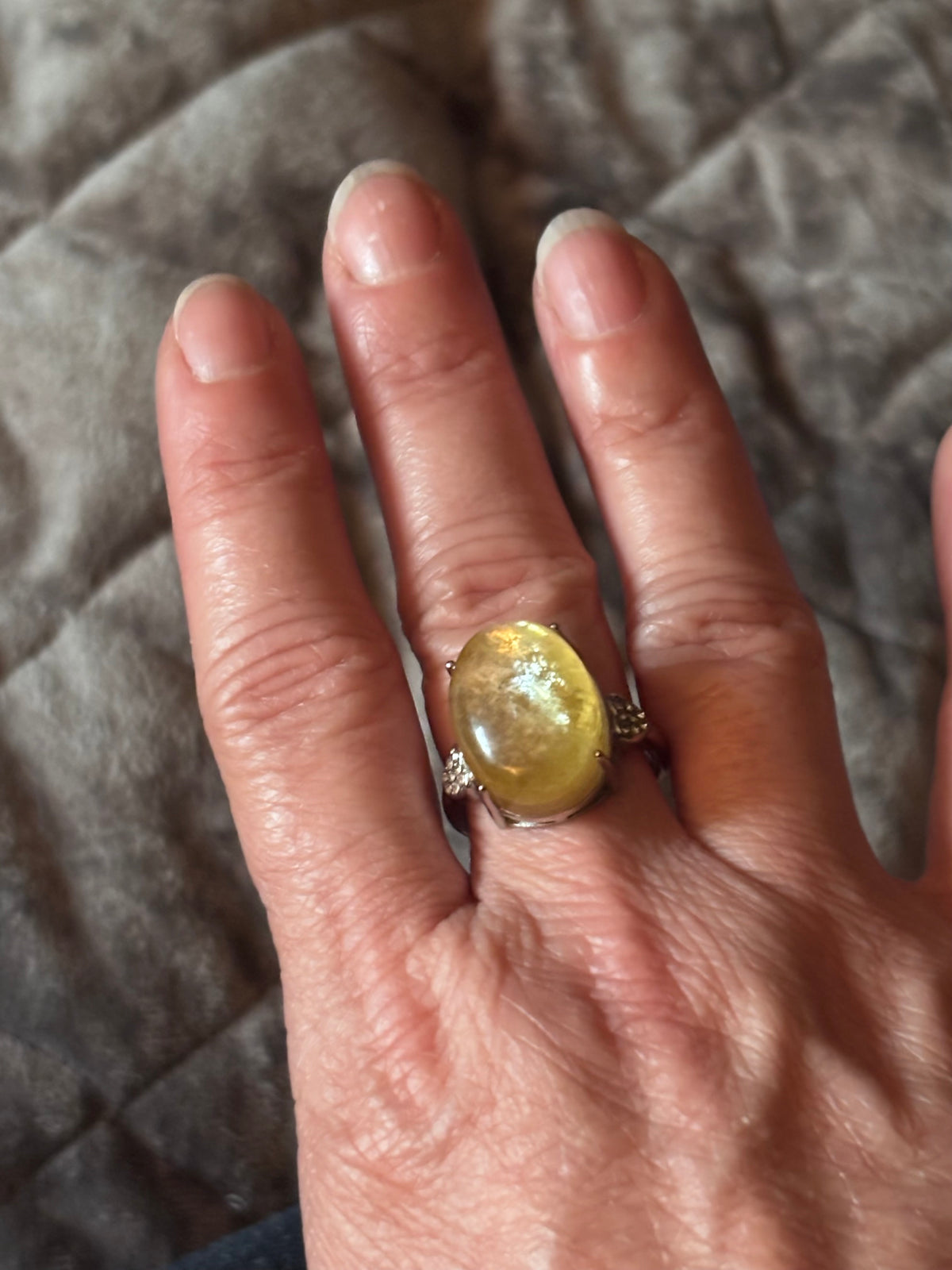 Golden Lepidolite Ring