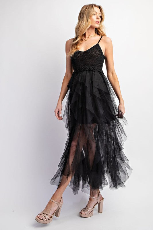 Tulle Midi Crochet Dress