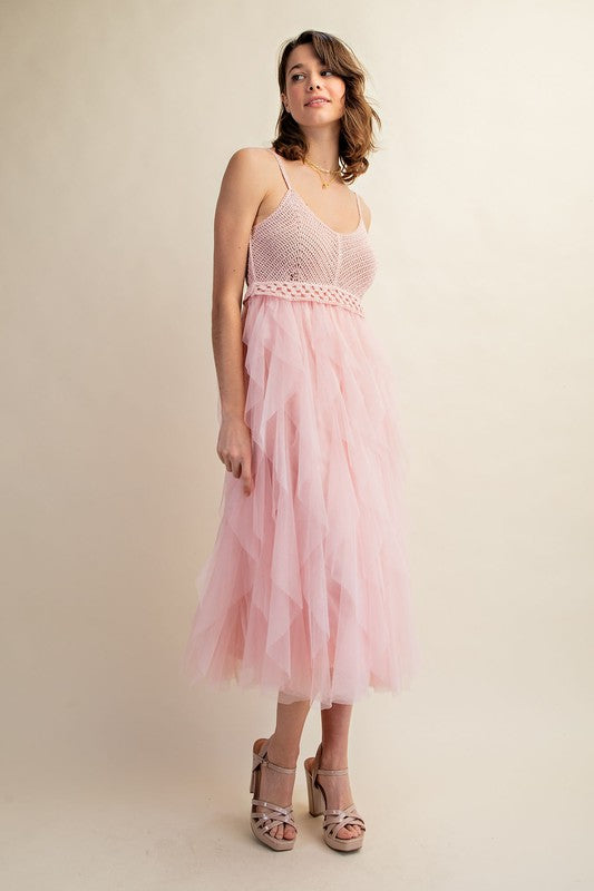 Tulle Midi Crochet Dress