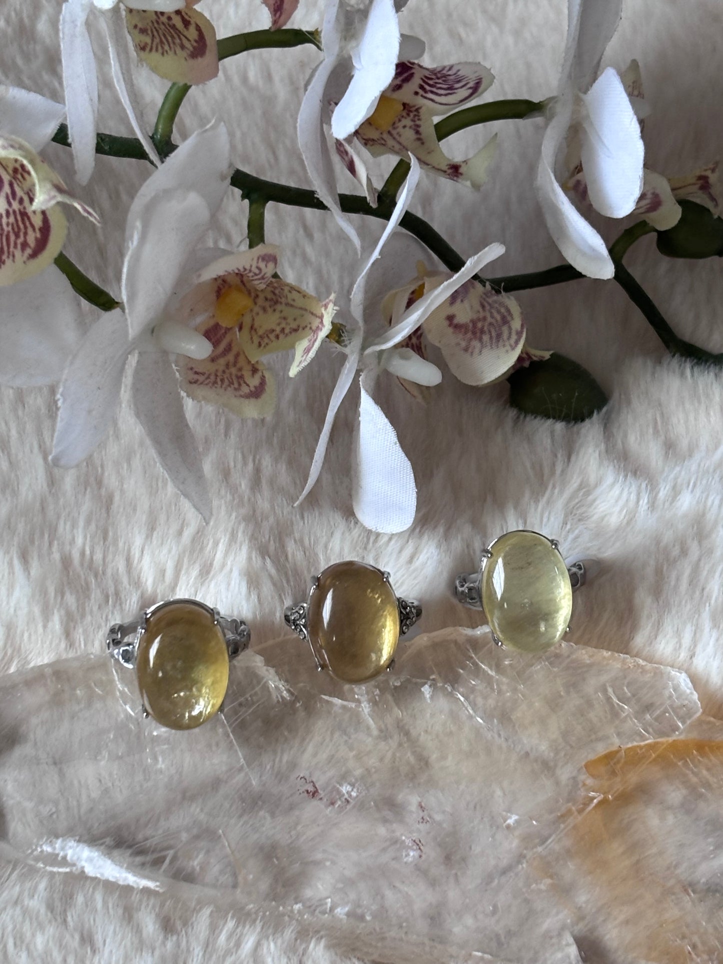 Golden Lepidolite Ring