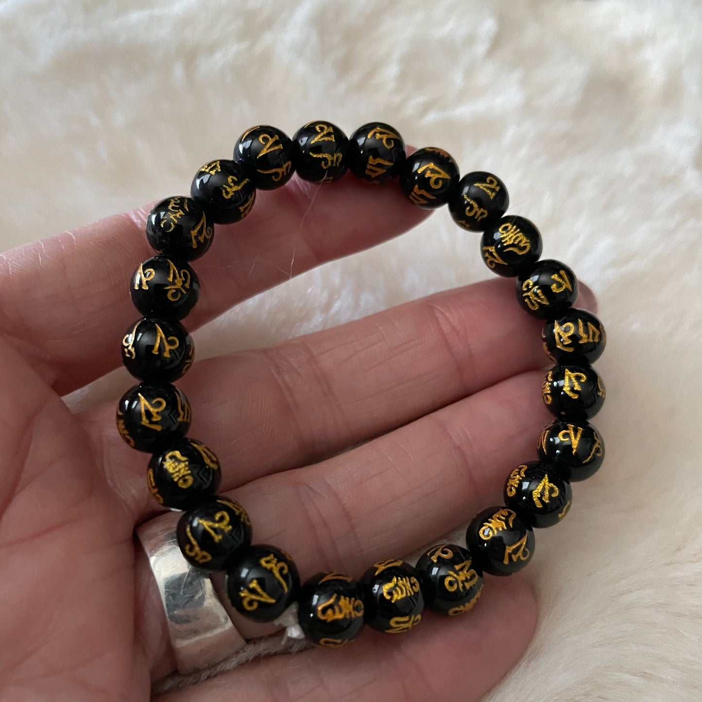 Black Onyx Om Bracelet