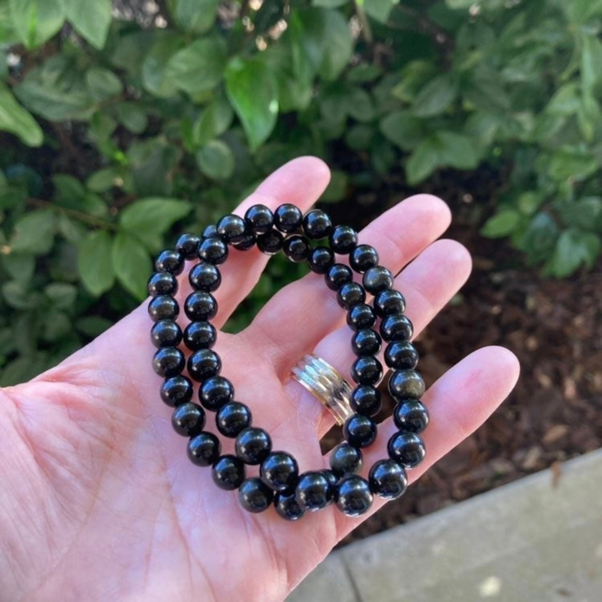 Gold Sheen Obsidian Stretch Bracelet