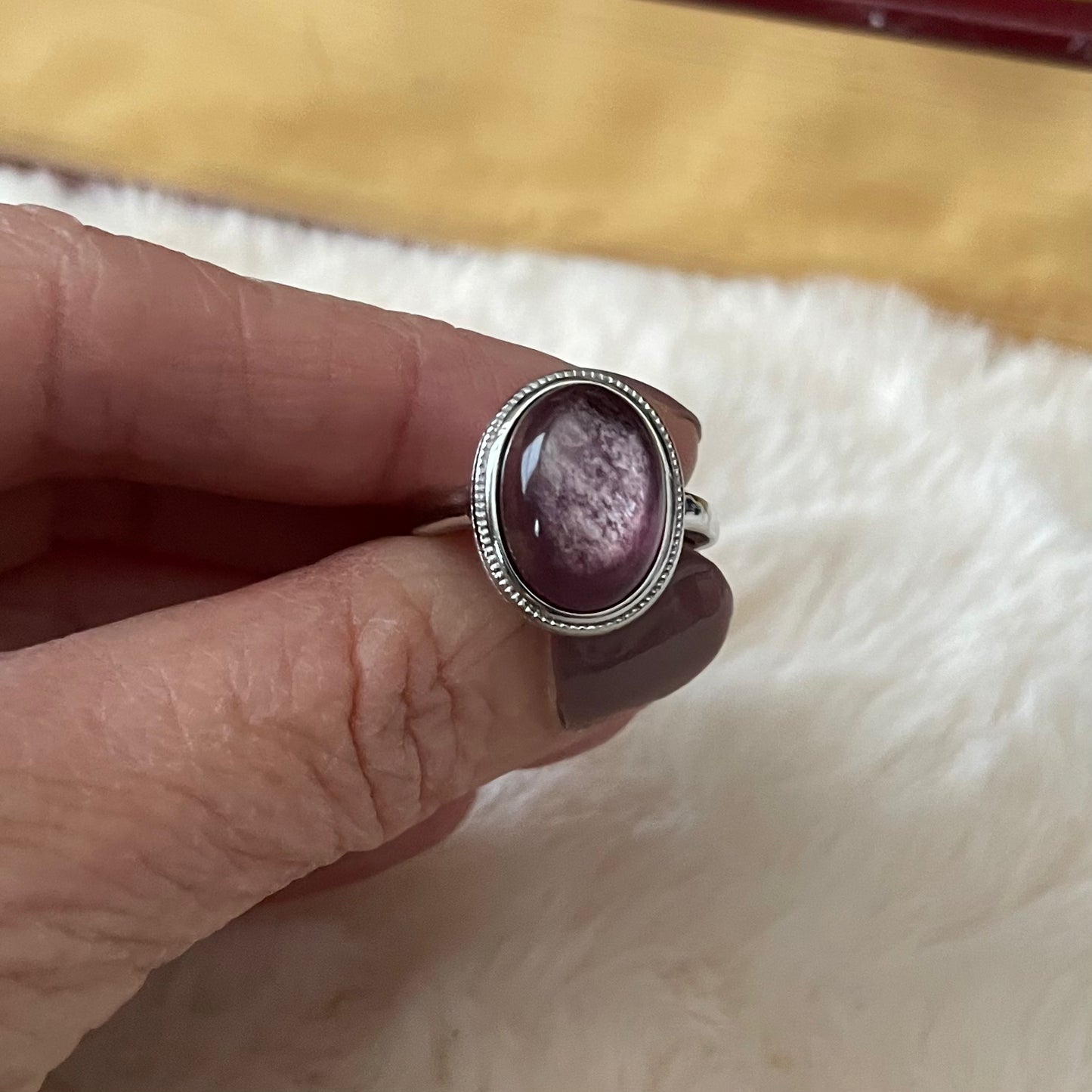 Purple Mica Lepidolite Ring