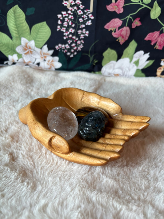 Wooden Hands Offering Bowl