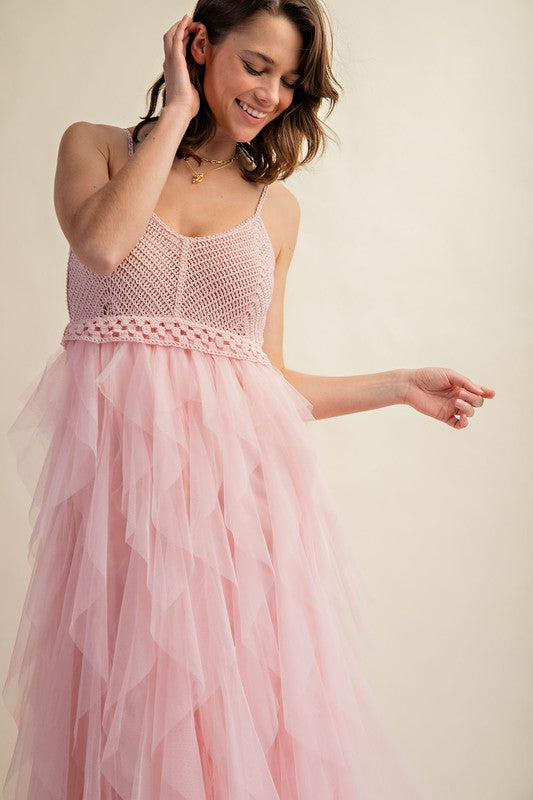 Tulle Midi Crochet Dress