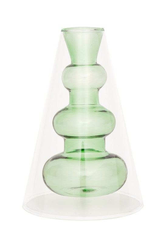 Double Layer Transparent Glass Vase 3 pcs/set