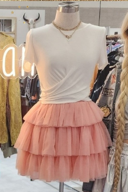 Tiered Tule Mini Skirt