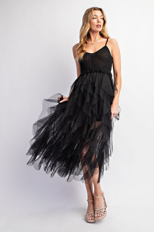 Tulle Midi Crochet Dress