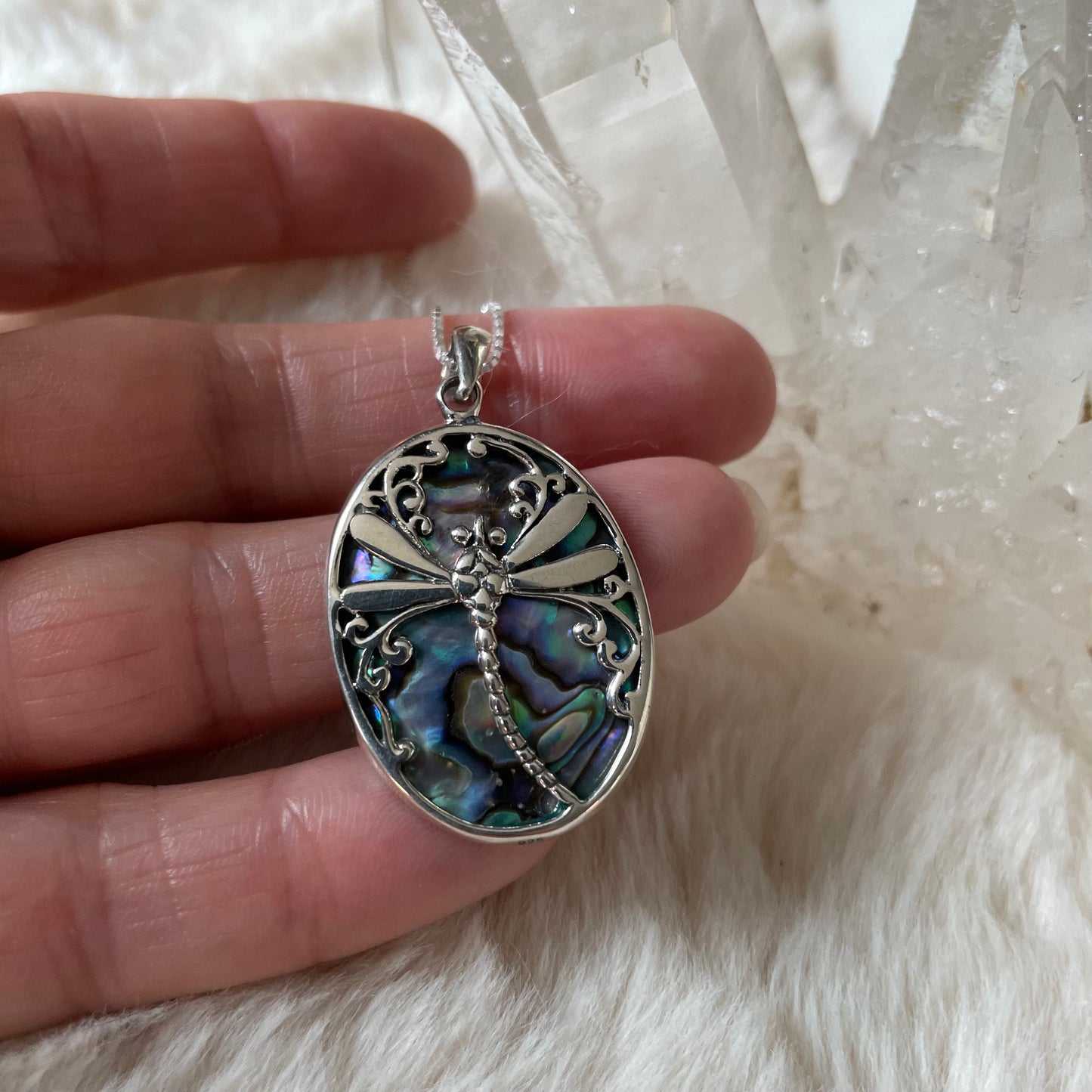 Abalone Dragonfly Necklace