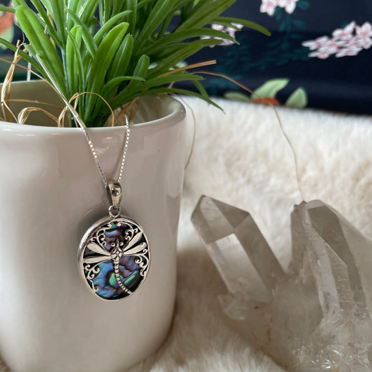 Abalone Dragonfly Necklace