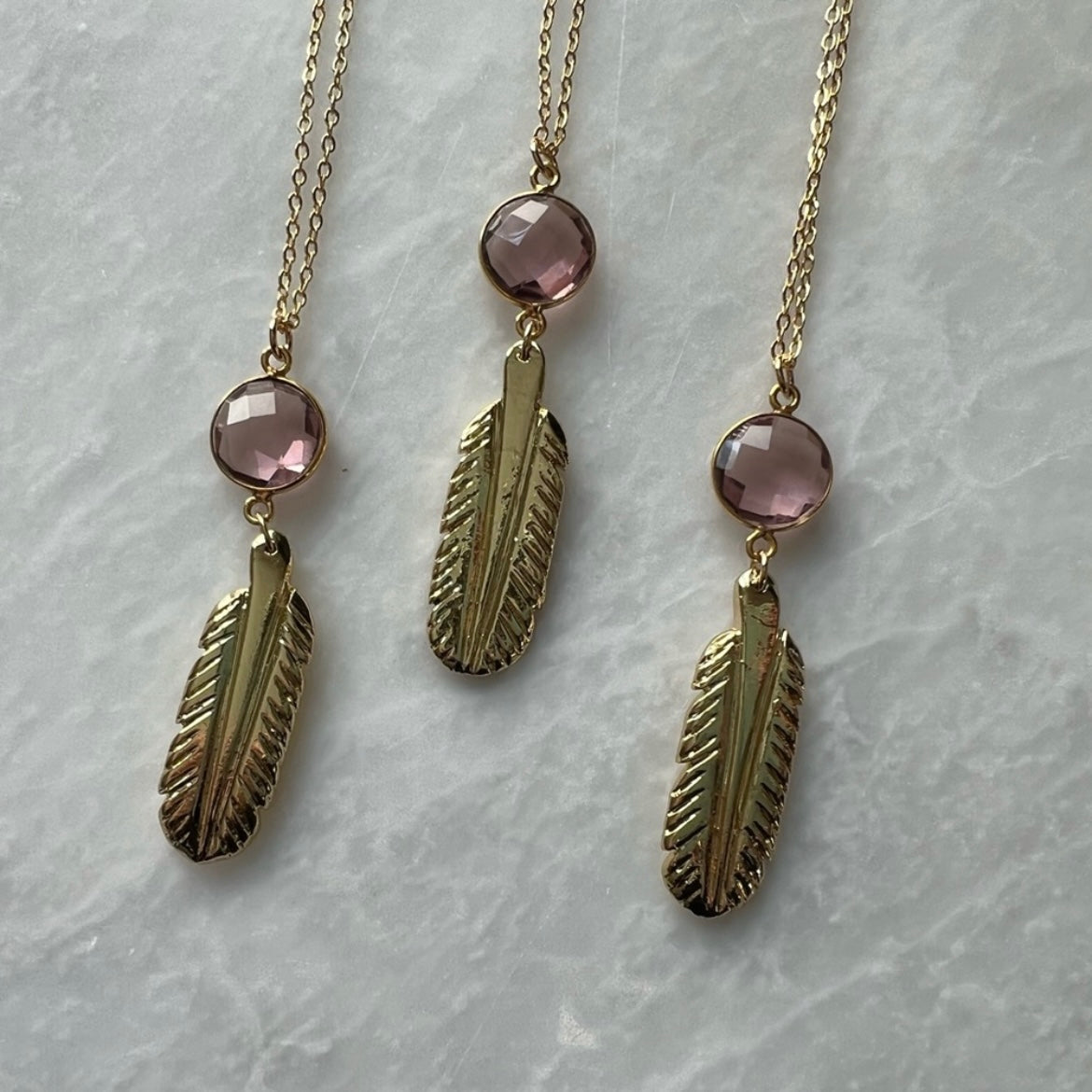 Morganite Feather Necklace