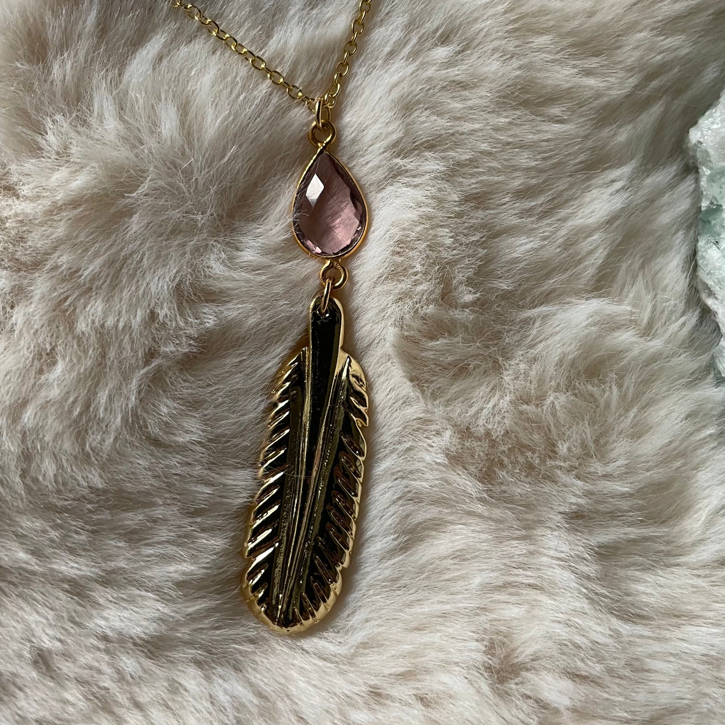 Morganite Feather Necklace