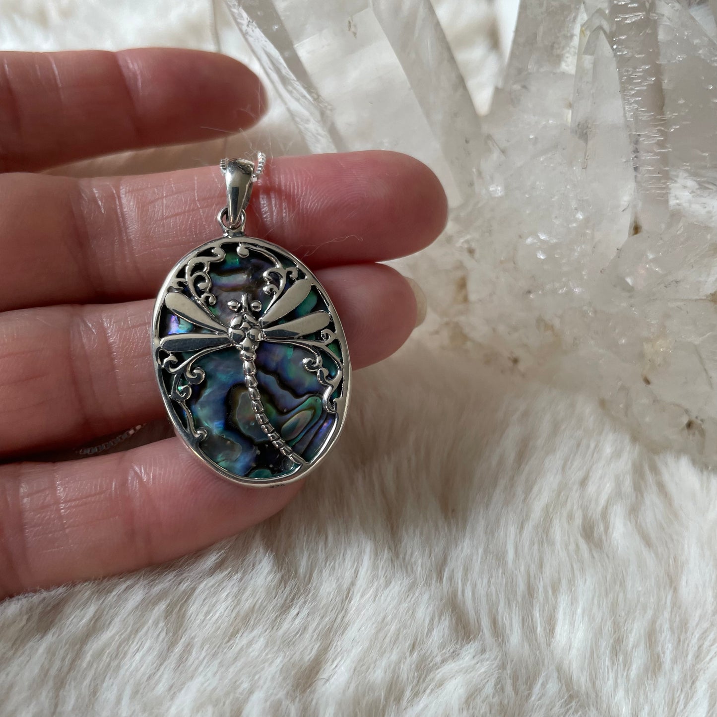 Abalone Dragonfly Necklace