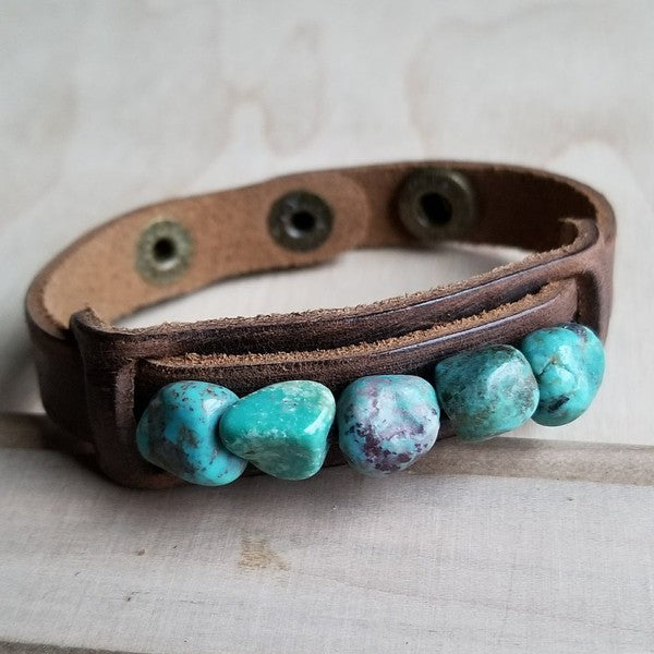 Narrow Cuff with African Turquoise Chunks - Executive Gypsy