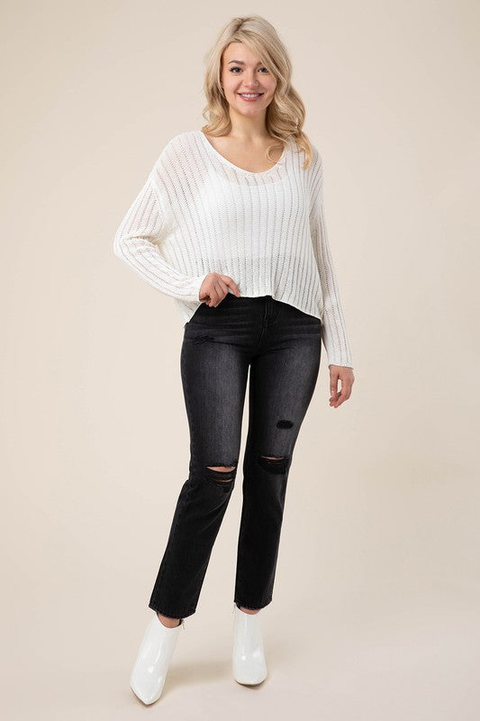 Variegated rib V neck sweater - Executive Gypsy