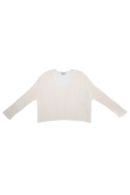 Variegated rib V neck sweater - Executive Gypsy