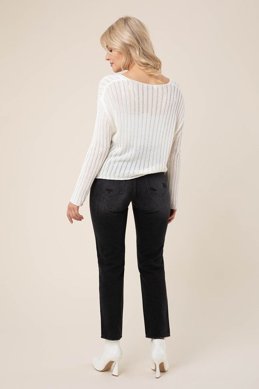 Variegated rib V neck sweater - Executive Gypsy