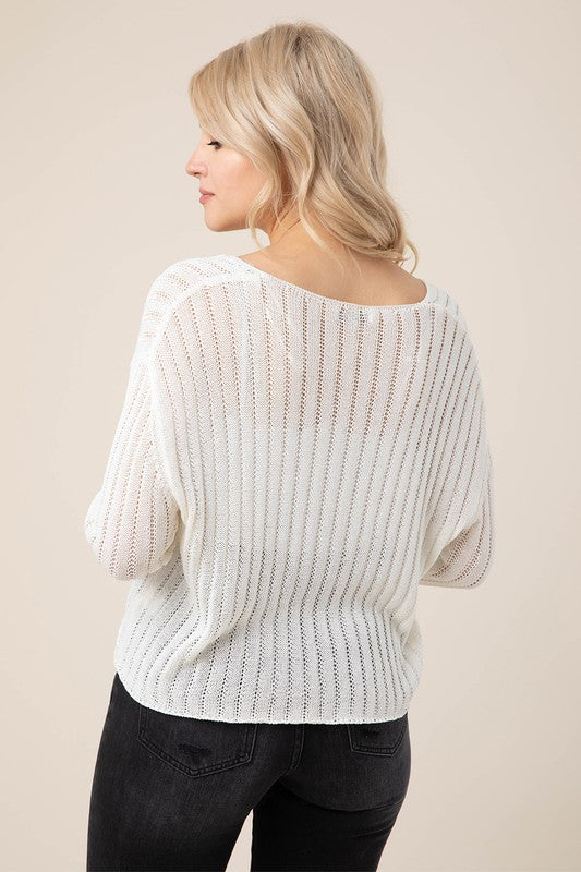 Variegated rib V neck sweater - Executive Gypsy