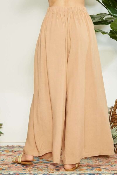 Wrap Pleating Detail Wide Leg Pants