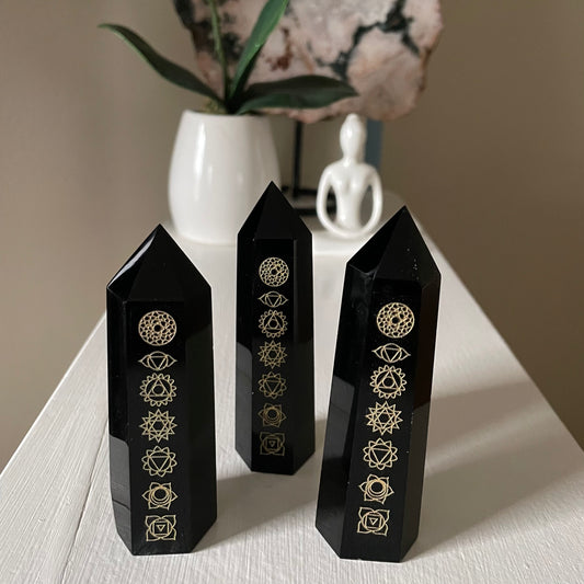 Chakra etched Obsidian Tower - Executive Gypsy