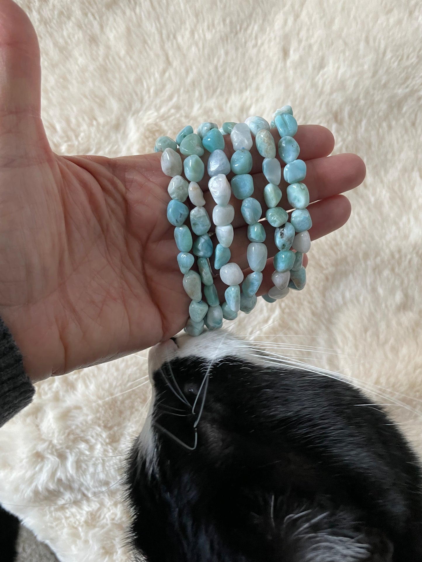 Tumbled Larimar Stretch Bracelet - Executive Gypsy