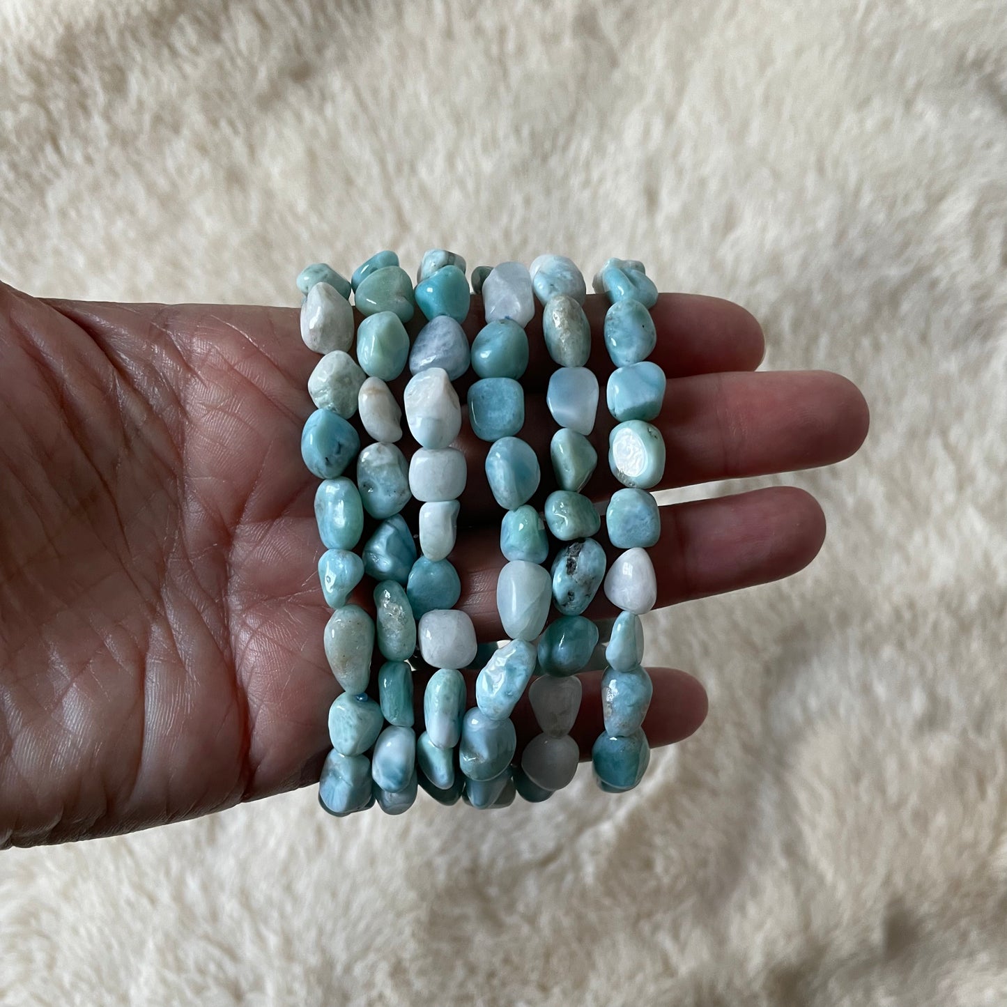 Tumbled Larimar Stretch Bracelet - Executive Gypsy